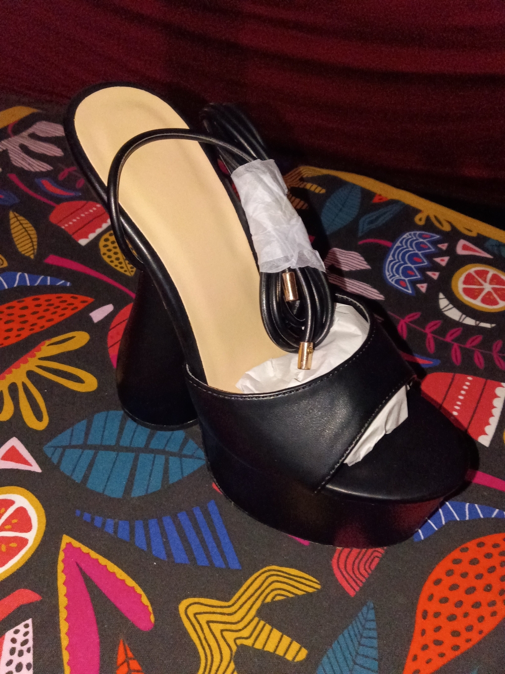 Black Platform Mule Heels - Women